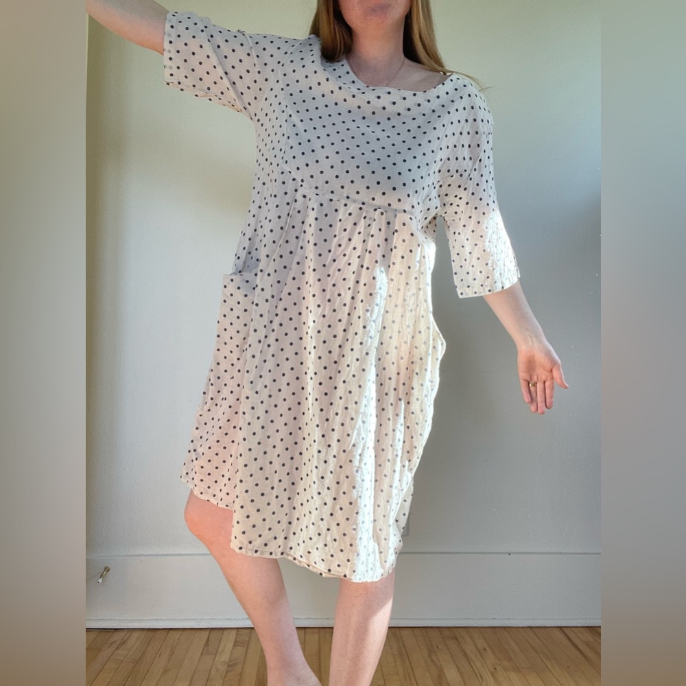 Cream Polka Dot Babydoll Dress